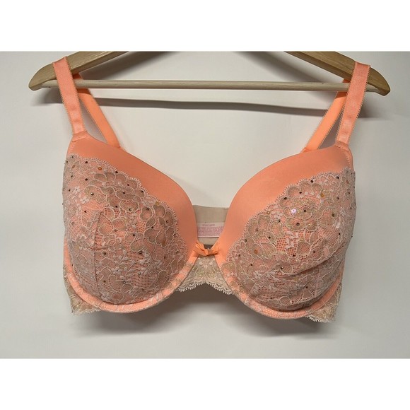 Victoria Secret Dream Angels Perfect Coverage 36DD Orange Rhinestones - Picture 1 of 5